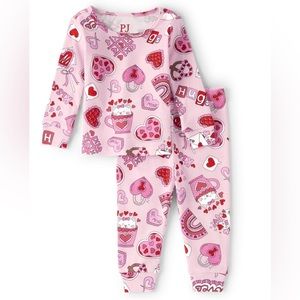 Children’s Place Toddler Girls Valentine's Day Doodle Snug Fit Cotton Pajamas